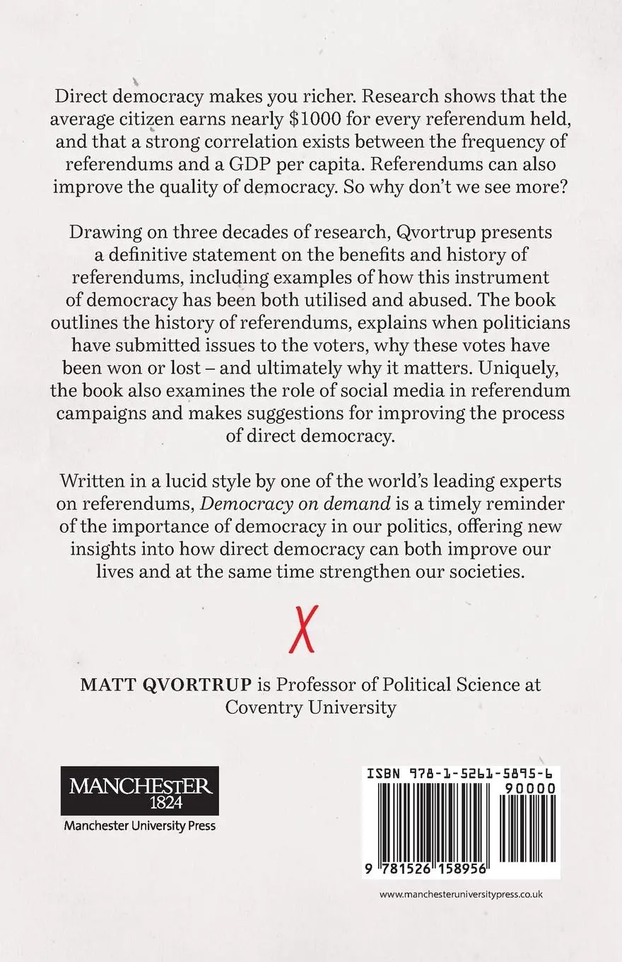 Rückseite: 9781526158956 | Democracy on demand | Holding power to account | Matt Qvortrup | Buch