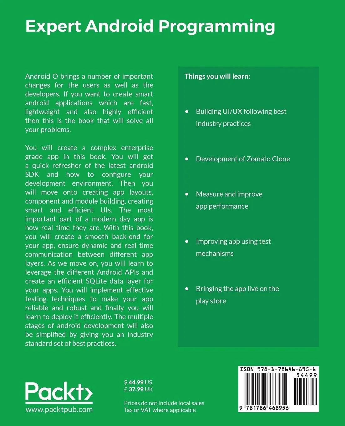 Rückseite: 9781786468956 | Expert Android Programming | Prajyot Mainkar | Taschenbuch | Englisch