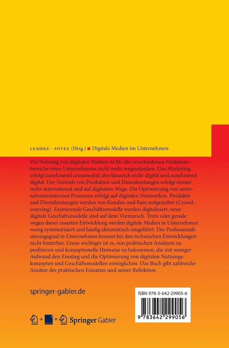Rückseite: 9783642299056 | Digitale Medien im Unternehmen | Nadine Soyez (u. a.) | Buch | xi