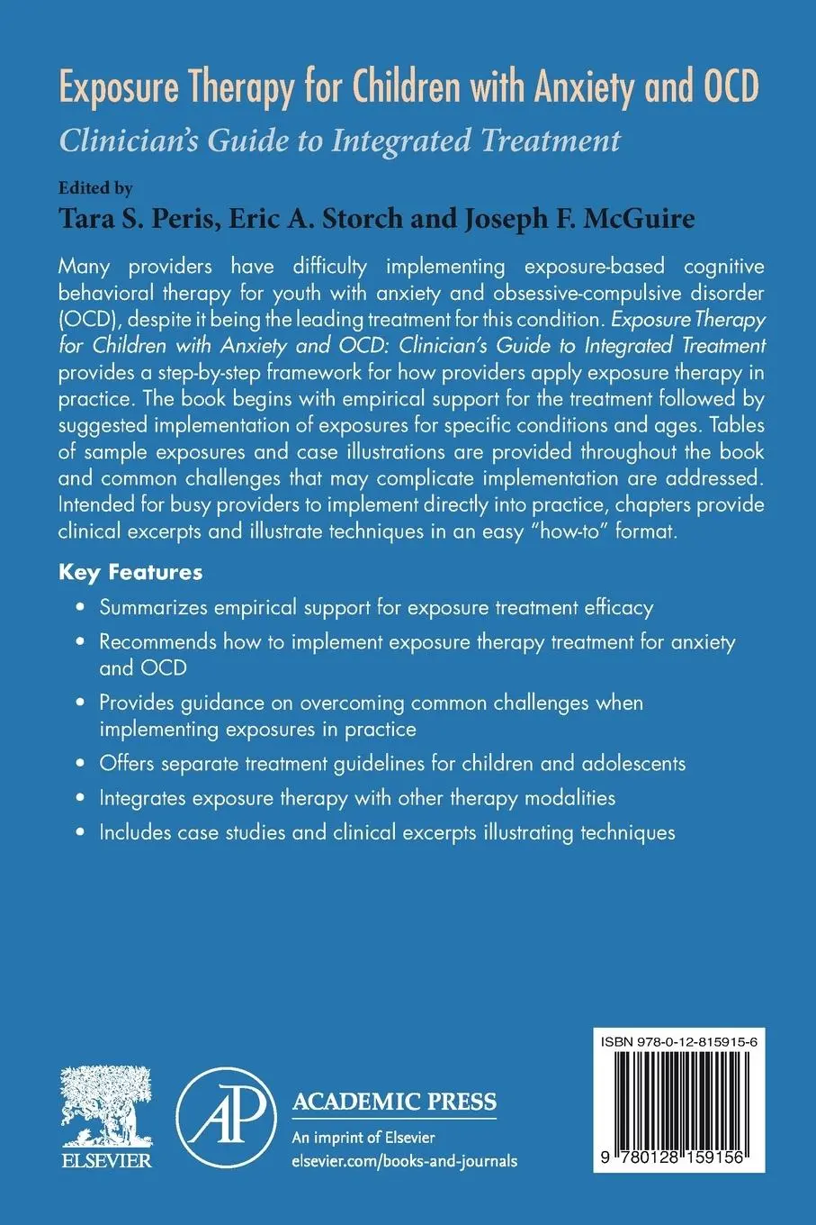 Rückseite: 9780128159156 | Exposure Therapy for Children with Anxiety and OCD | Peris (u. a.)