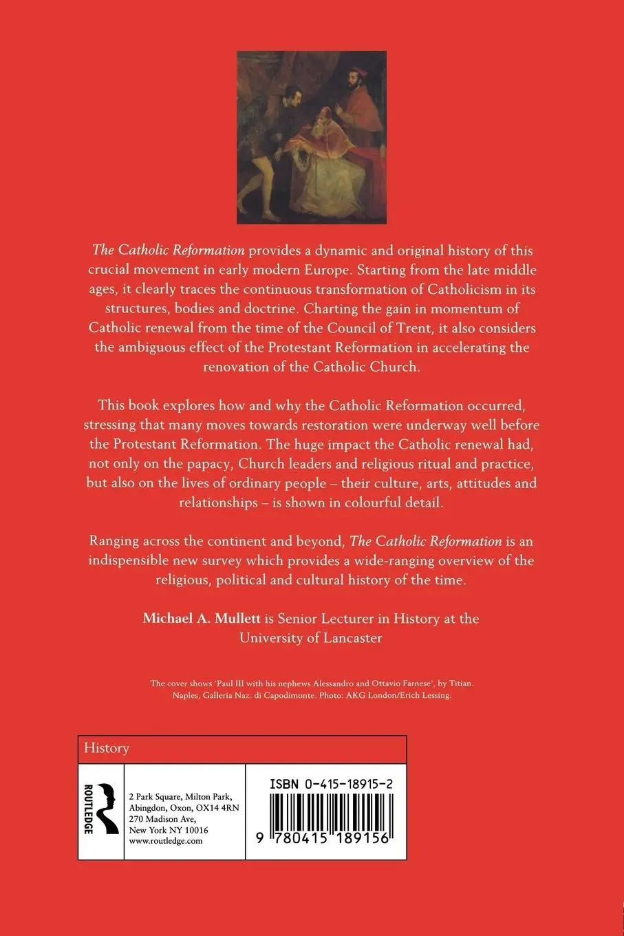 Rückseite: 9780415189156 | The Catholic Reformation | Michael Mullett | Taschenbuch | Englisch