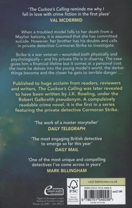 Rückseite: 9780751549256 | The Cuckoo's Calling | Robert Galbraith | Taschenbuch | Strike | 2014