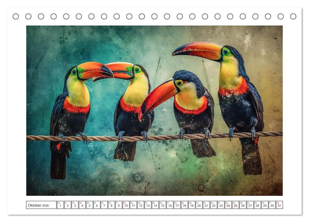 Bild: 9783457529256 | Kunstvolle Vögel (Tischkalender 2026 DIN A5 quer), CALVENDO...