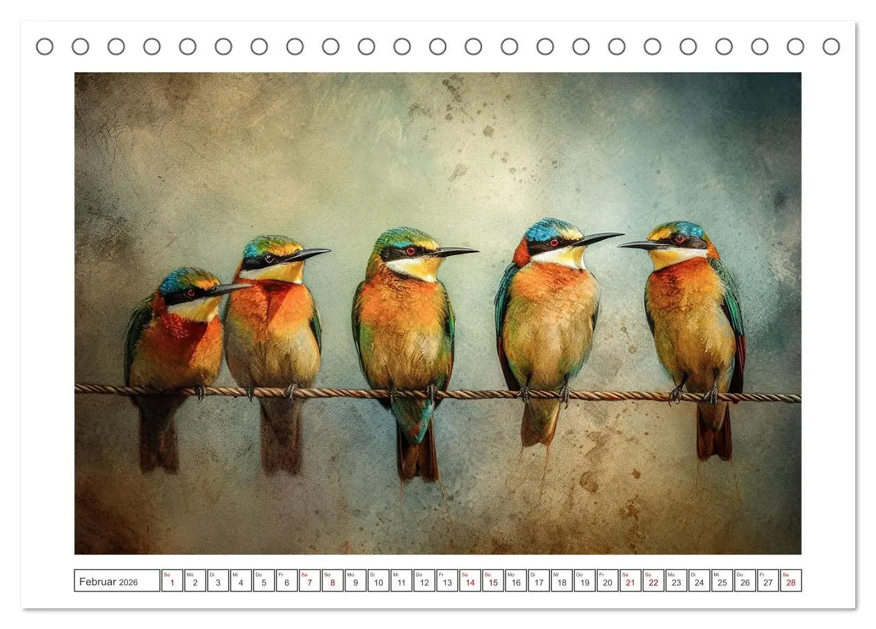 Bild: 9783457529256 | Kunstvolle Vögel (Tischkalender 2026 DIN A5 quer), CALVENDO...