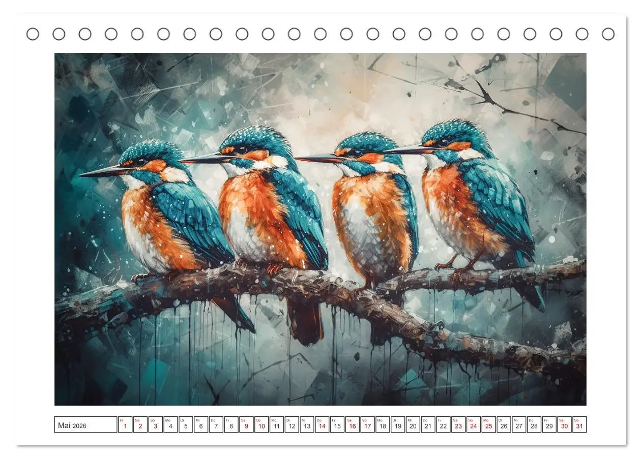 Bild: 9783457529256 | Kunstvolle Vögel (Tischkalender 2026 DIN A5 quer), CALVENDO...