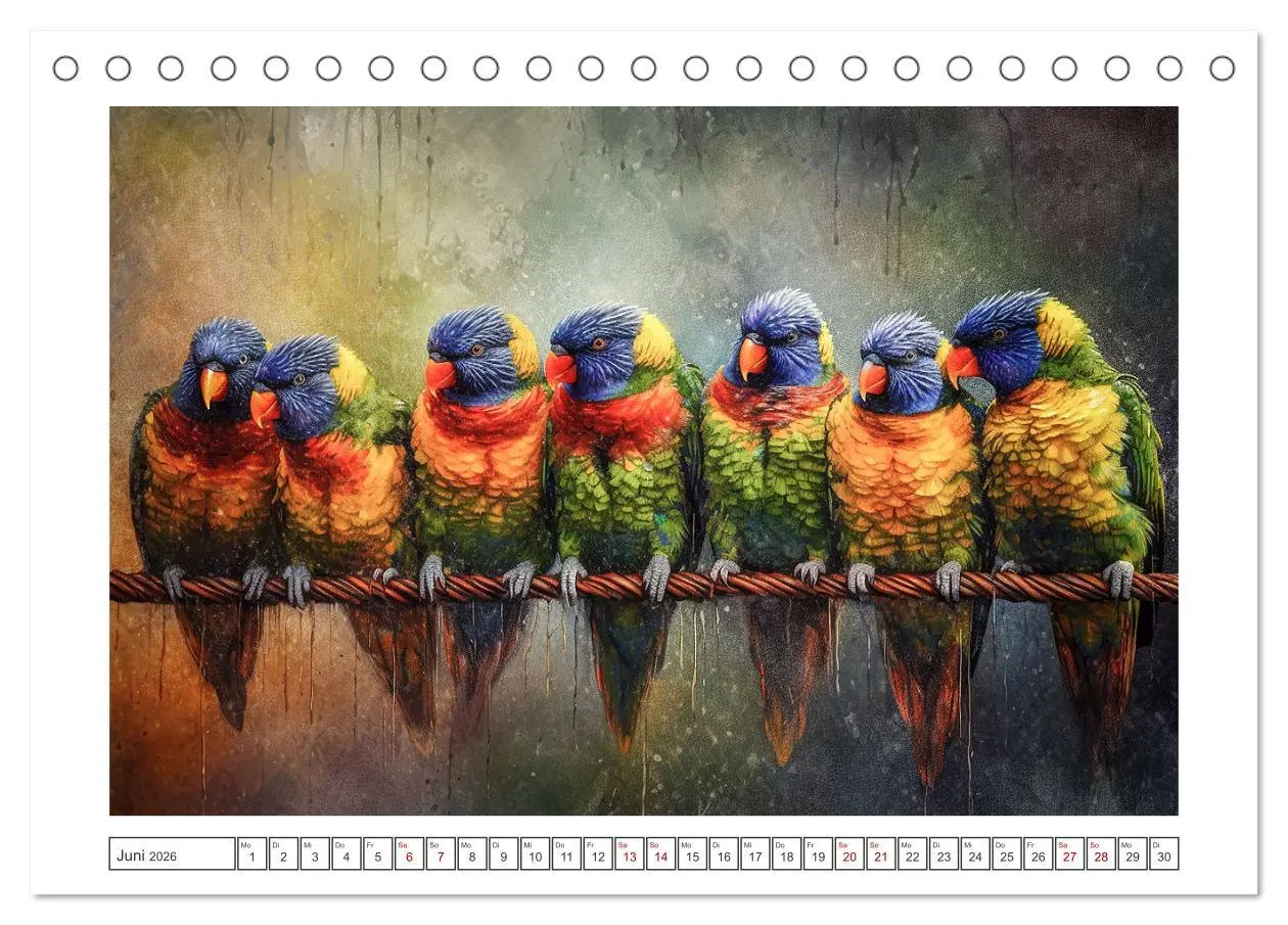 Bild: 9783457529256 | Kunstvolle Vögel (Tischkalender 2026 DIN A5 quer), CALVENDO...
