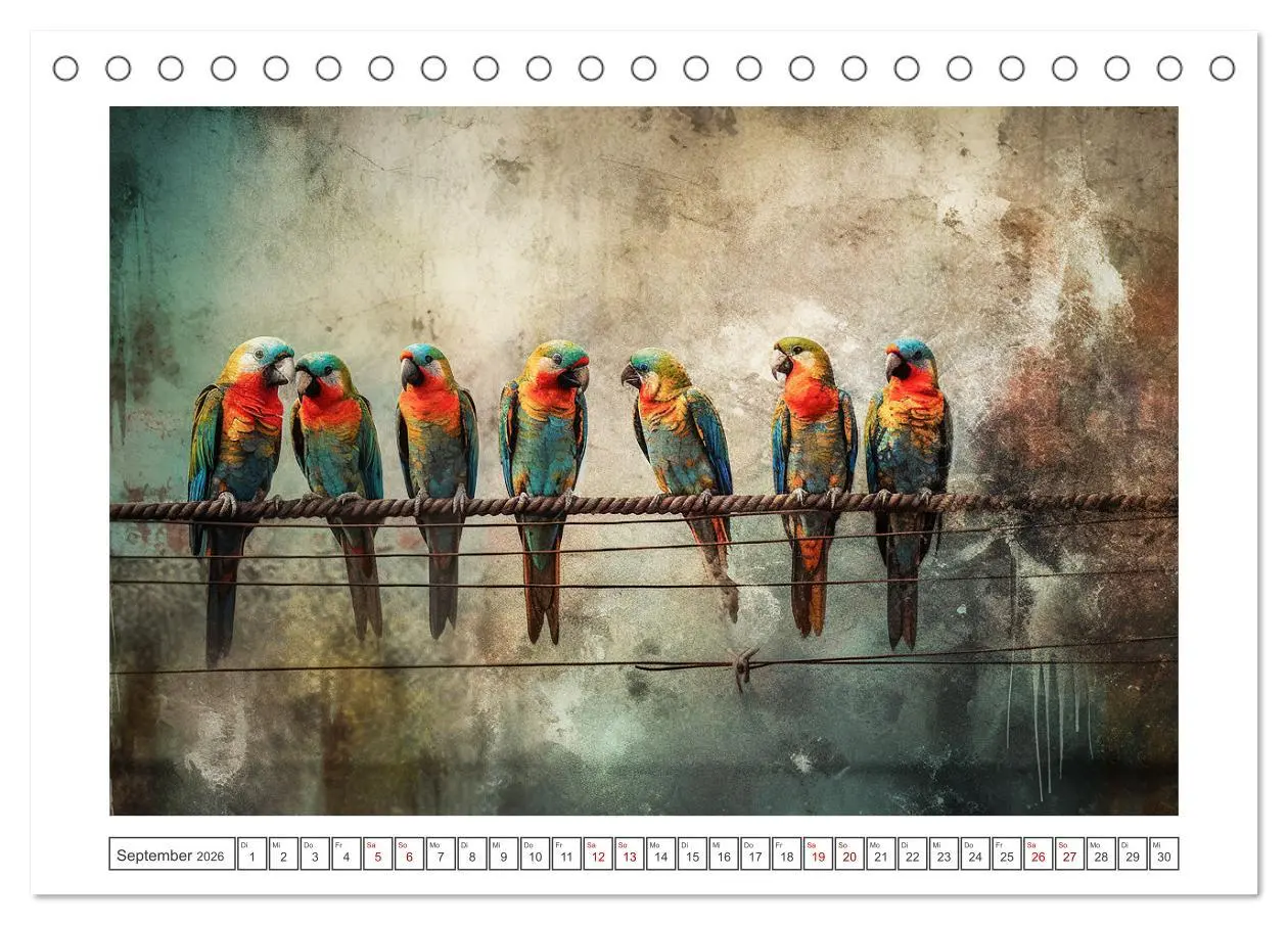 Bild: 9783457529256 | Kunstvolle Vögel (Tischkalender 2026 DIN A5 quer), CALVENDO...