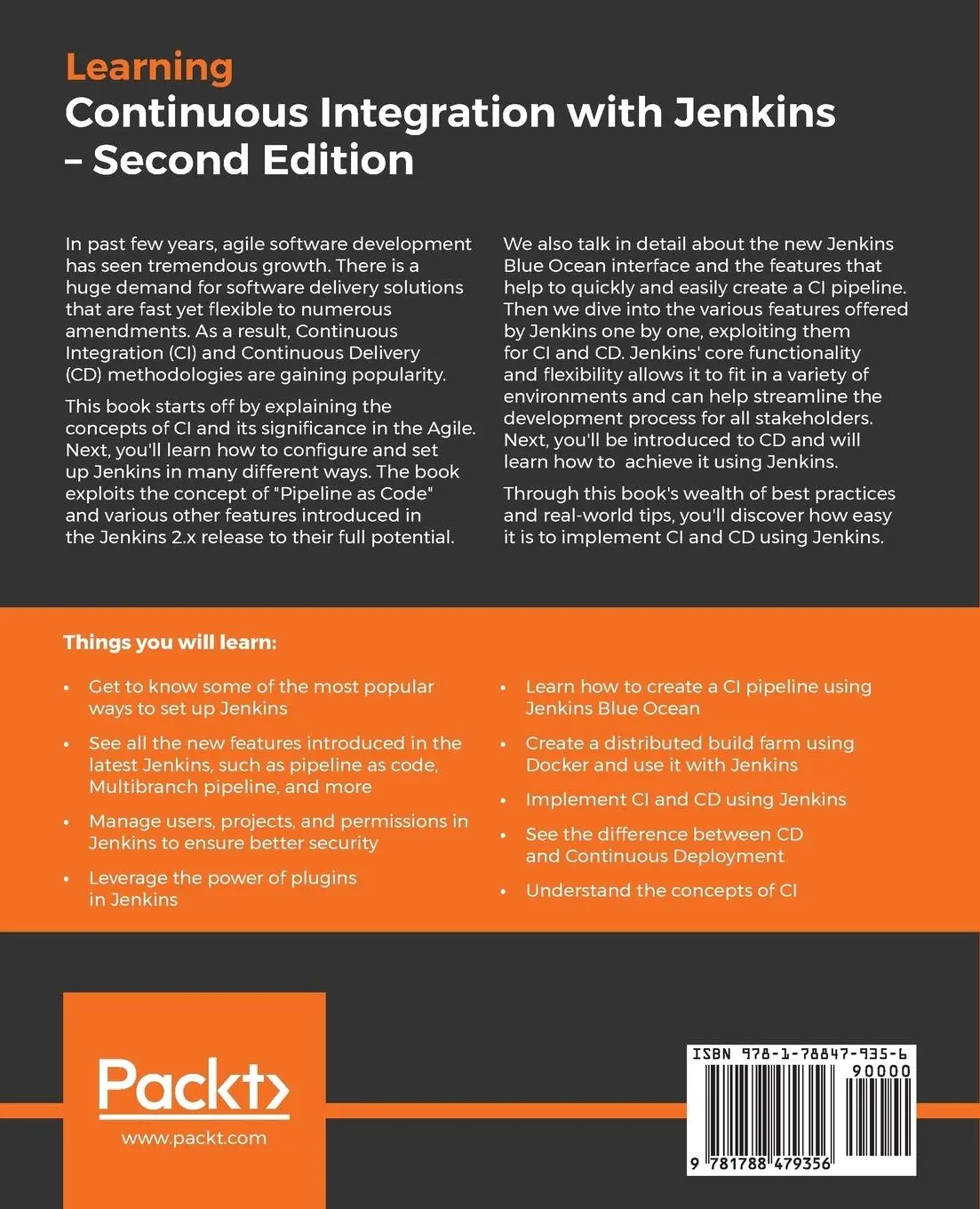 Rückseite: 9781788479356 | Learning Continuous Integration with Jenkins - Second Edition | Buch
