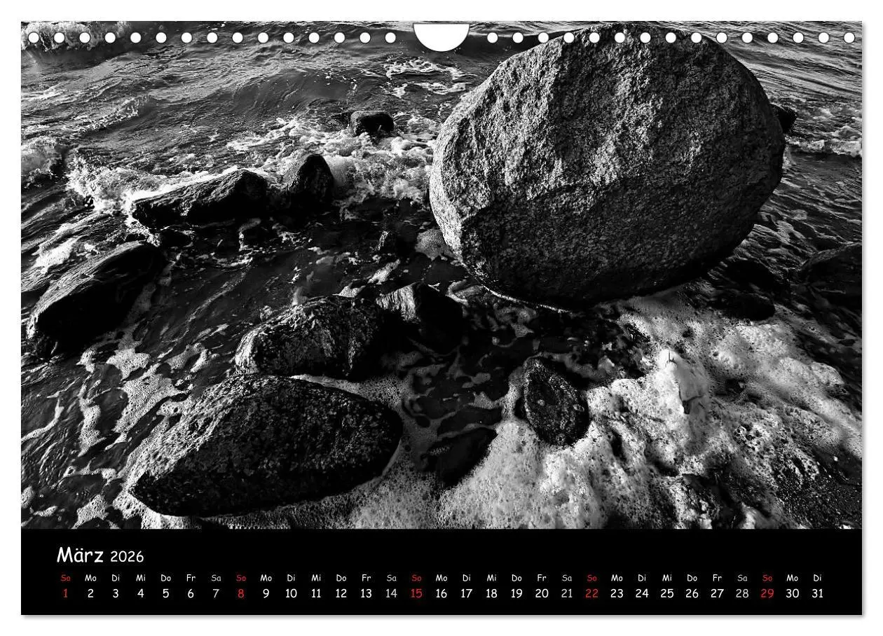 Bild: 9783516229356 | Rügen in schwarz-weiß (Wandkalender 2026 DIN A4 quer), CALVENDO...