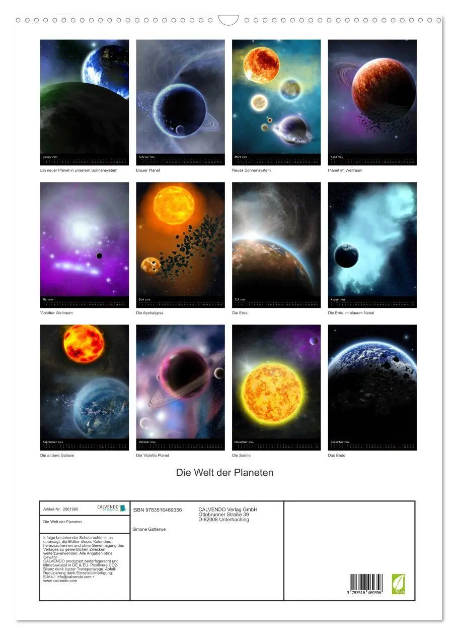 Bild: 9783516469356 | Die Welt der Planeten (Wandkalender 2026 DIN A2 hoch), CALVENDO...