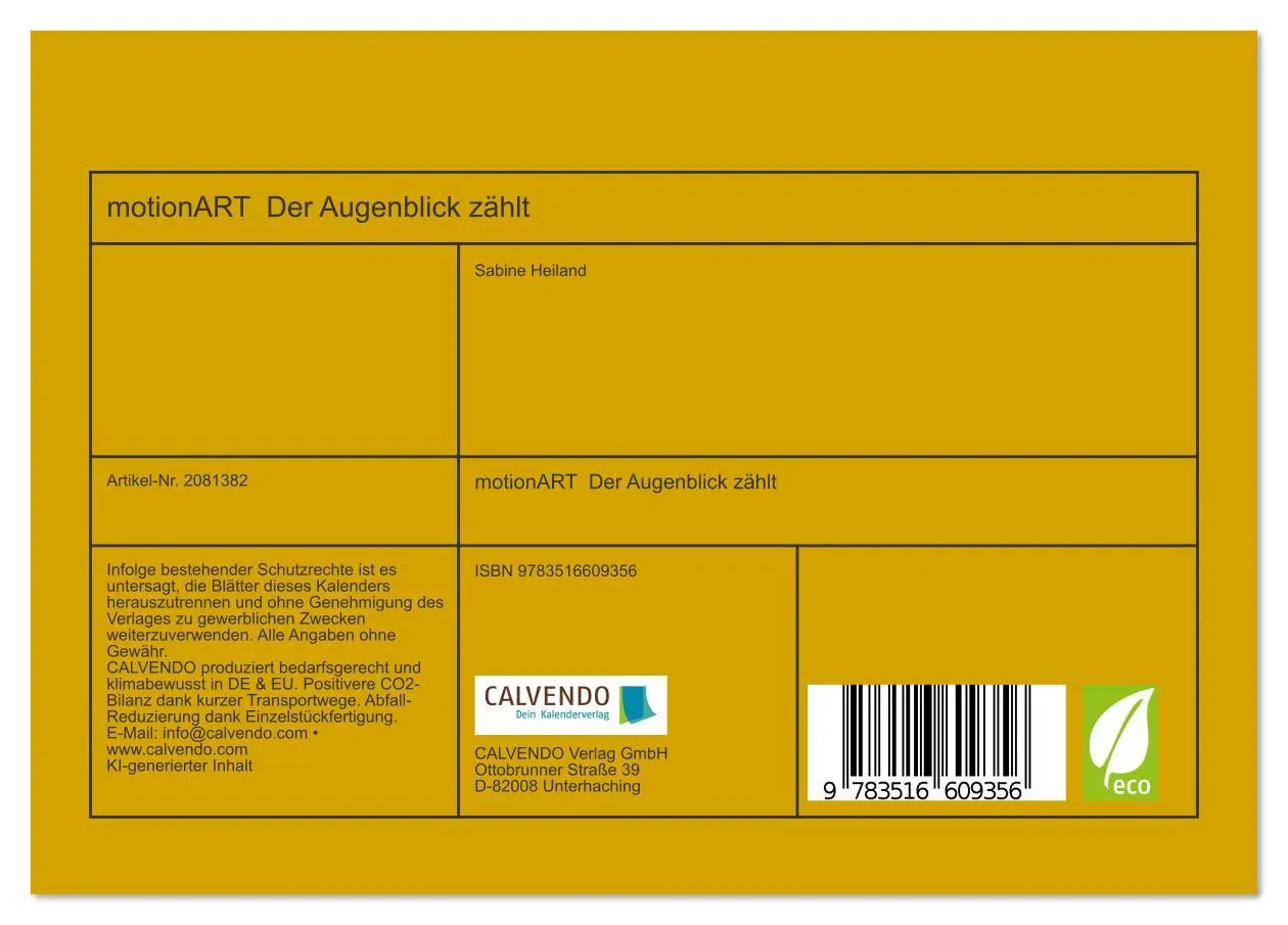 Bild: 9783516609356 | motionART Der Augenblick zählt (Tischkalender 2026 DIN A5 quer),...