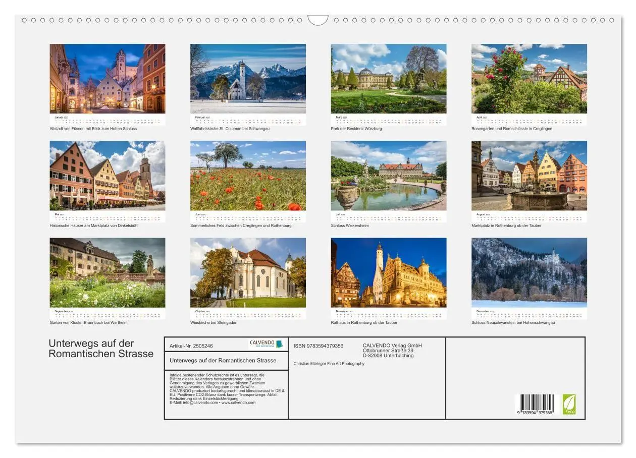 Bild: 9783594379356 | Unterwegs auf der Romantischen Strasse (Wandkalender 2027 DIN A2...