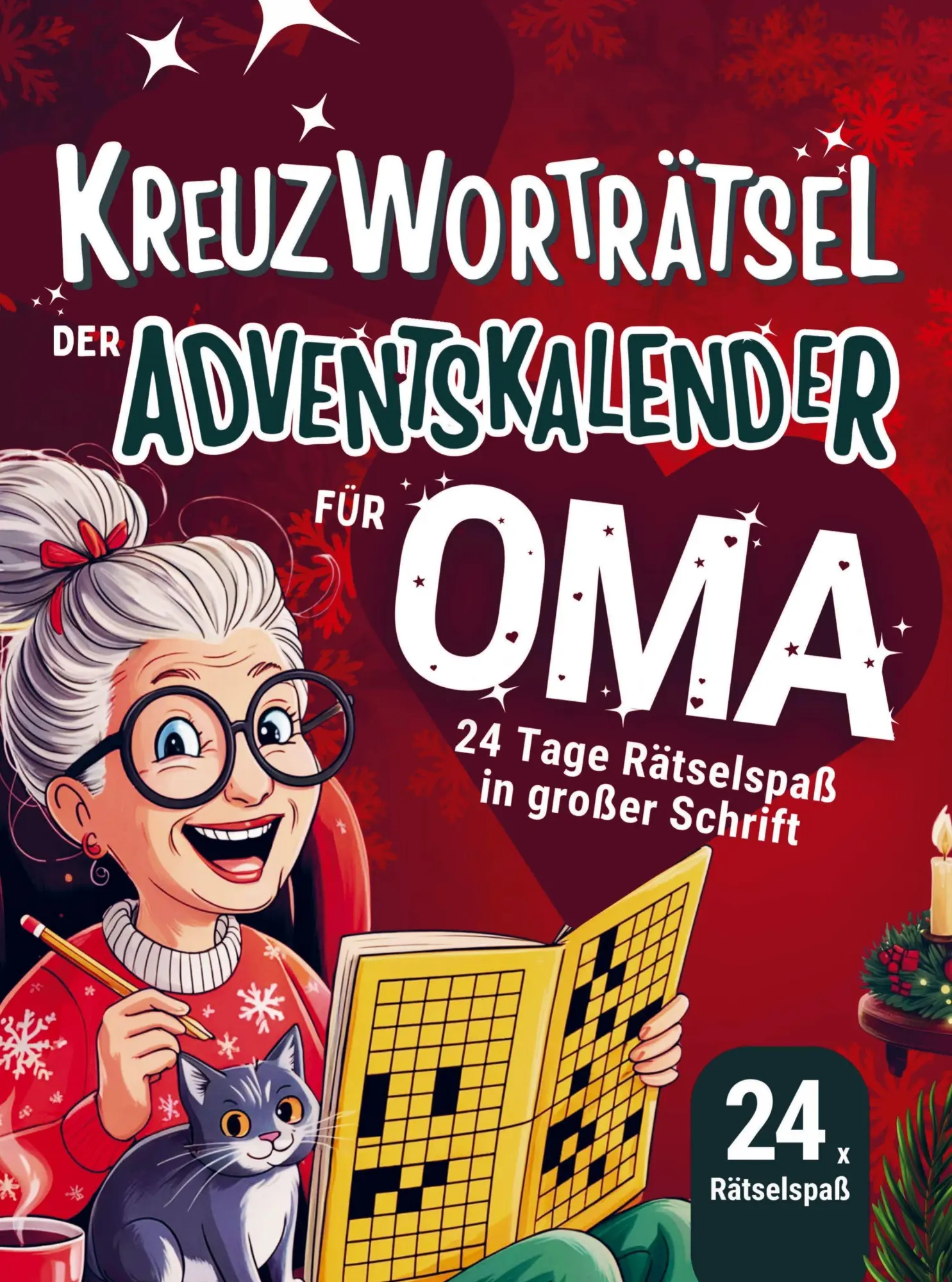 Cover: 9783911099356 | Kreuzworträtsel - Der Adventskalender für Oma: 24 Tage Rätselspaß...