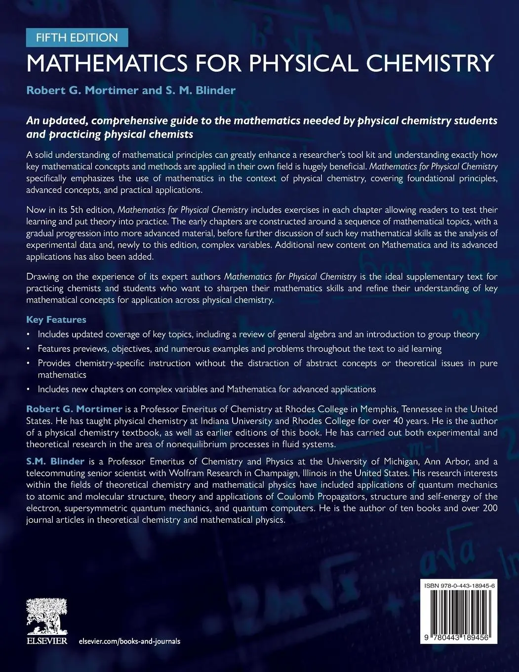 Rückseite: 9780443189456 | Mathematics for Physical Chemistry | Robert G. Mortimer (u. a.) | Buch