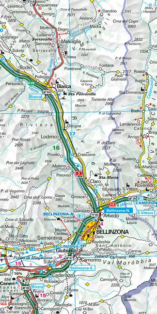 Bild: 9783828309456 | Hallwag Strassenkarte Tessin, Graubünden 1:200.000 | (Land-)Karte