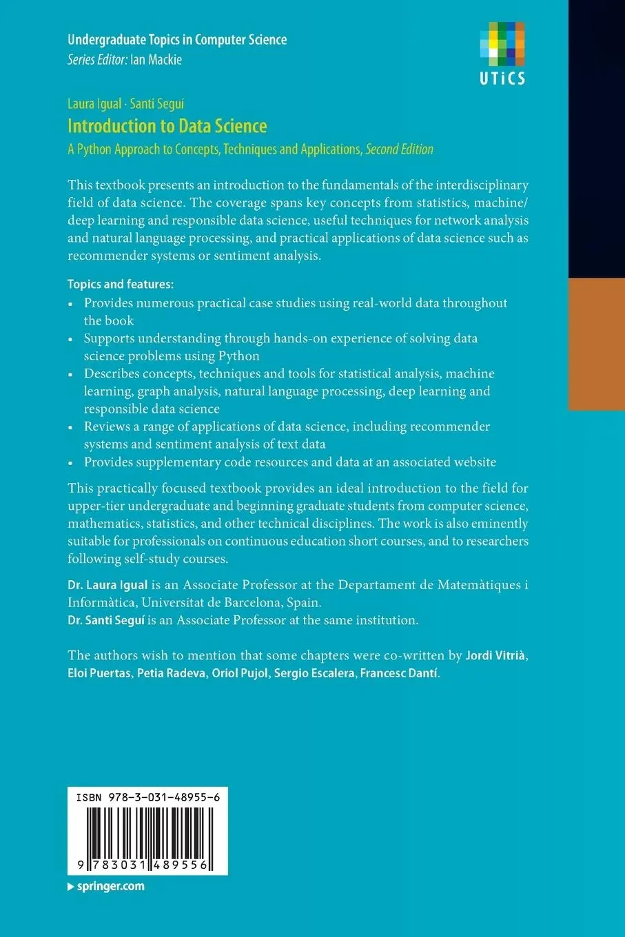 Rückseite: 9783031489556 | Introduction to Data Science | Laura Igual (u. a.) | Taschenbuch | xiv