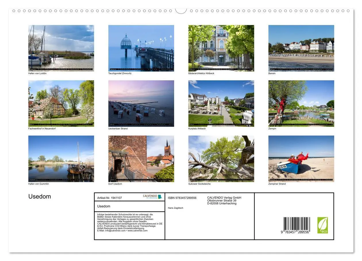 Bild: 9783457289556 | Usedom (hochwertiger Premium Wandkalender 2026 DIN A2 quer),...