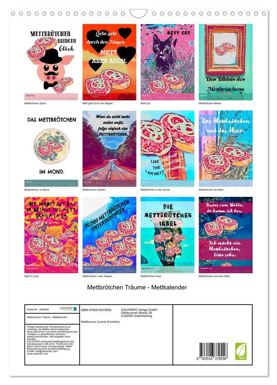 Bild: 9783516379556 | Mettbrötchen Träume - Mettkalender (Wandkalender 2026 DIN A3 hoch),...