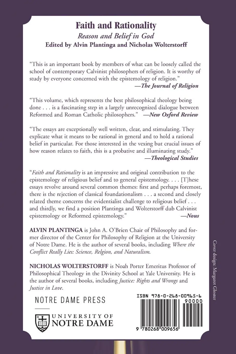 Rückseite: 9780268009656 | Faith and Rationality | Reason and Belief in God | Plantinga (u. a.)