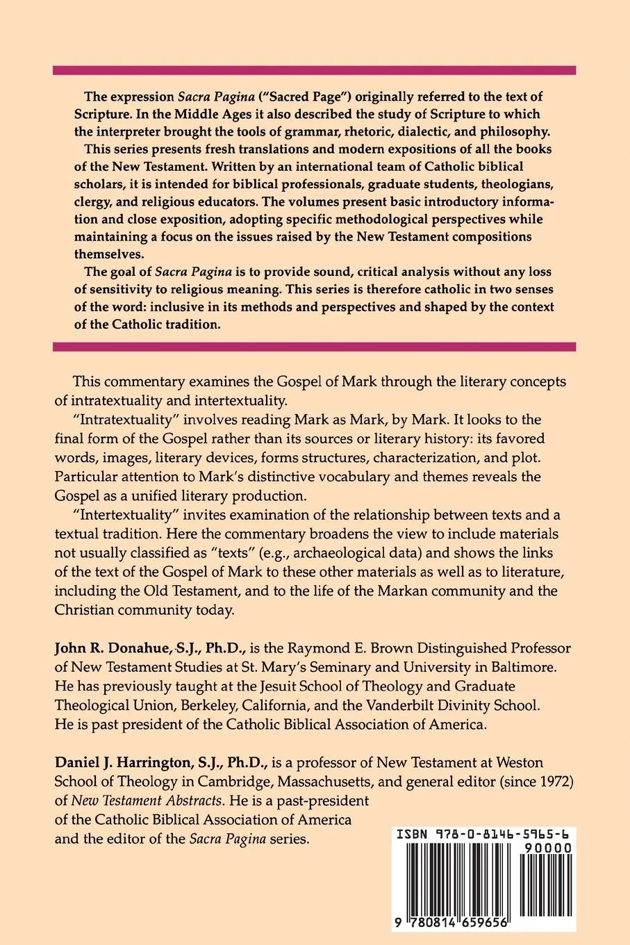 Rückseite: 9780814659656 | Sacra Pagina | : The Gospel of Mark | John R Donahue (u. a.) | Buch