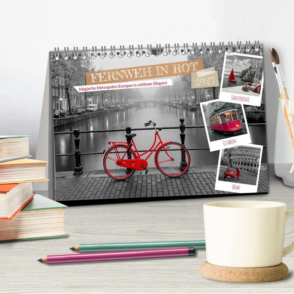 Bild: 9783594279656 | Fernweh in Rot (Tischkalender 2027 DIN A5 quer), CALVENDO...