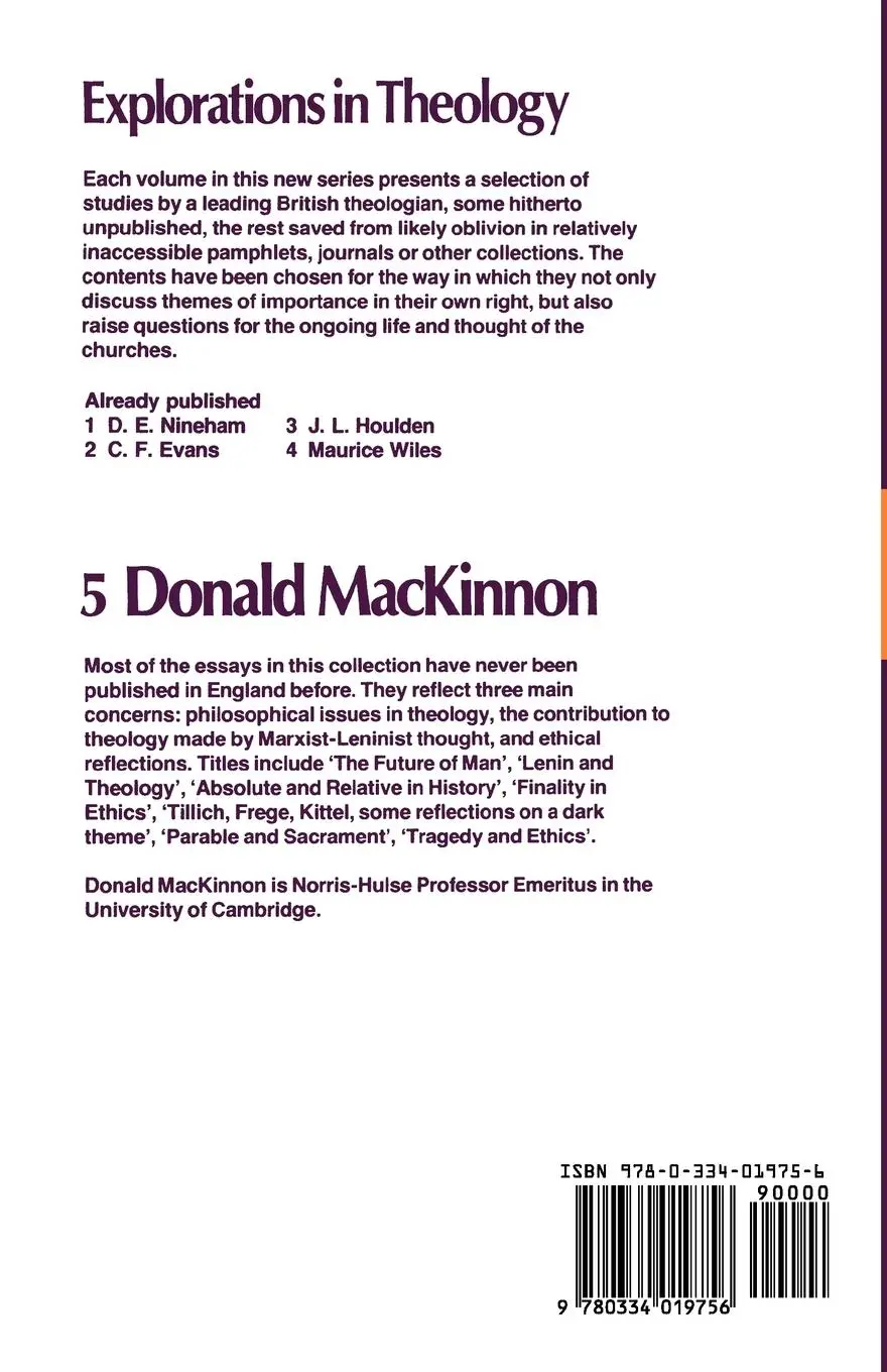 Rückseite: 9780334019756 | Explorations in Theology 5 Donald MacKinnon | Mackinnon | Taschenbuch