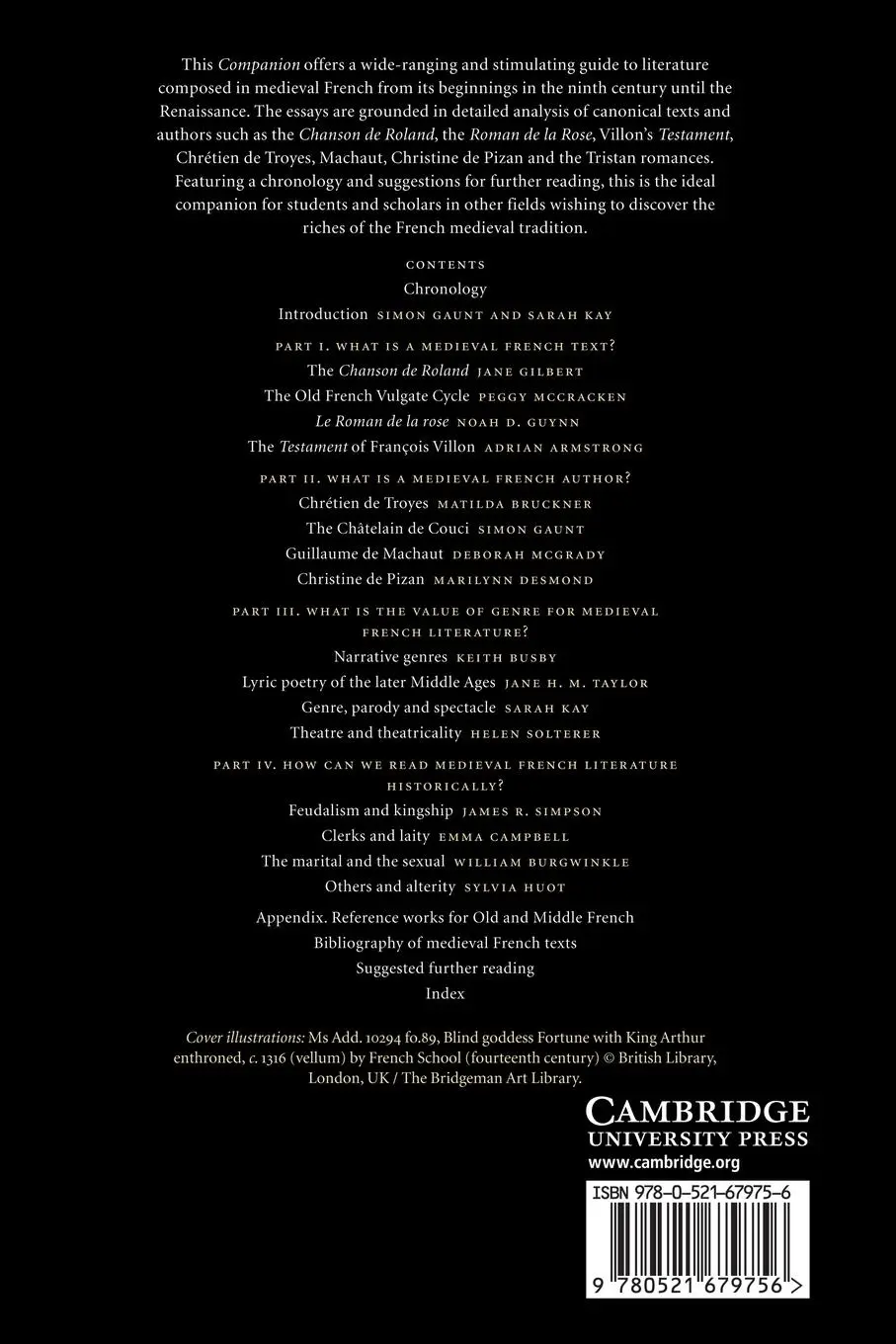 Rückseite: 9780521679756 | The Cambridge Companion to Medieval French Literature | Gaunt (u. a.)