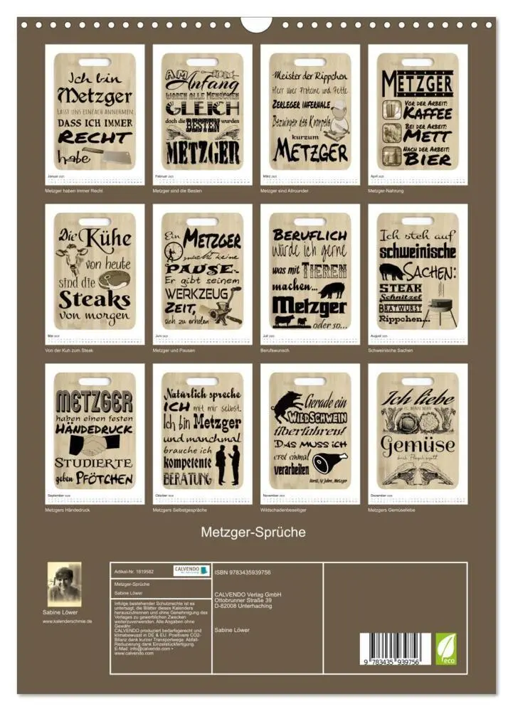 Bild: 9783435939756 | Metzger-Sprüche (Wandkalender 2025 DIN A3 hoch), CALVENDO...