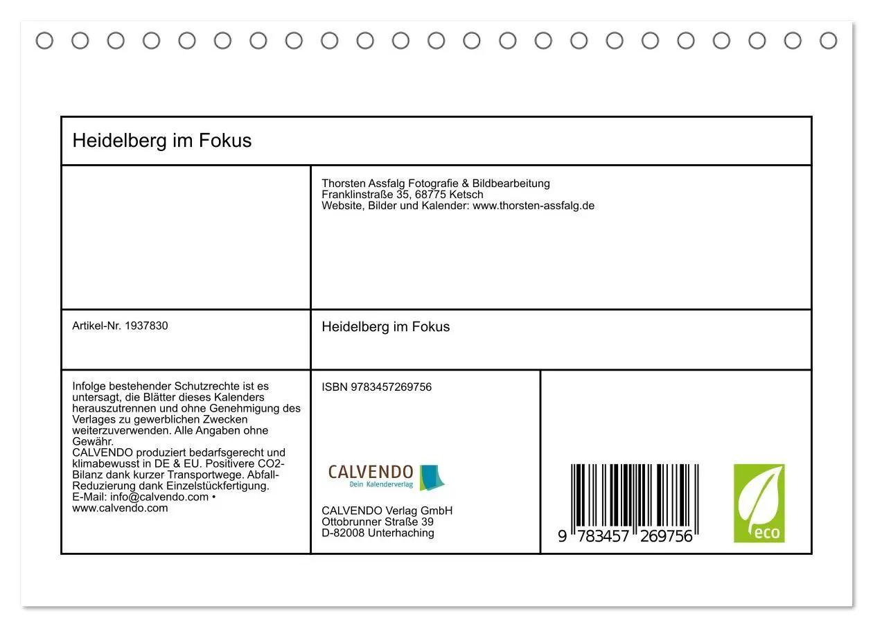 Bild: 9783457269756 | Heidelberg im Fokus (Tischkalender 2026 DIN A5 quer), CALVENDO...