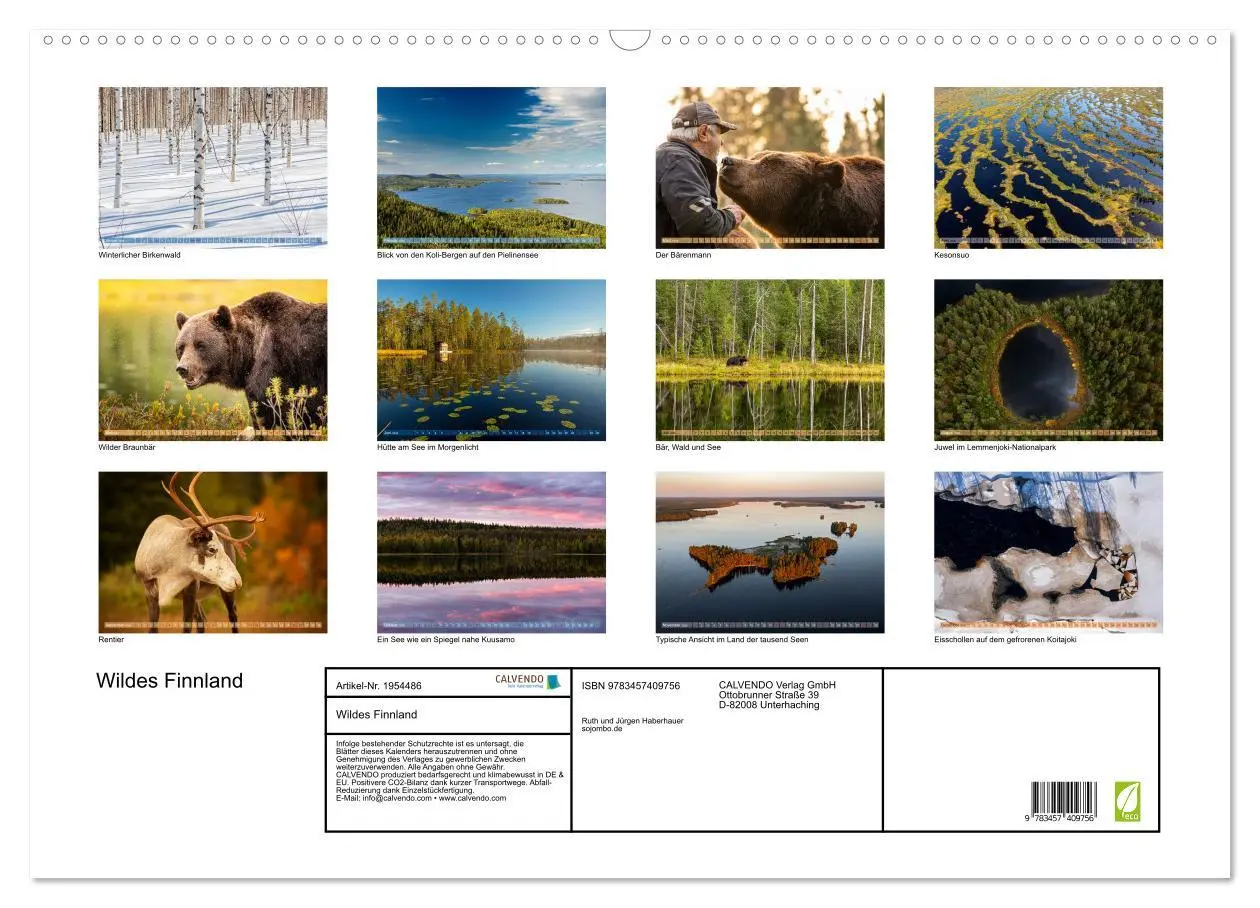 Bild: 9783457409756 | Wildes Finnland (Wandkalender 2026 DIN A2 quer), CALVENDO...