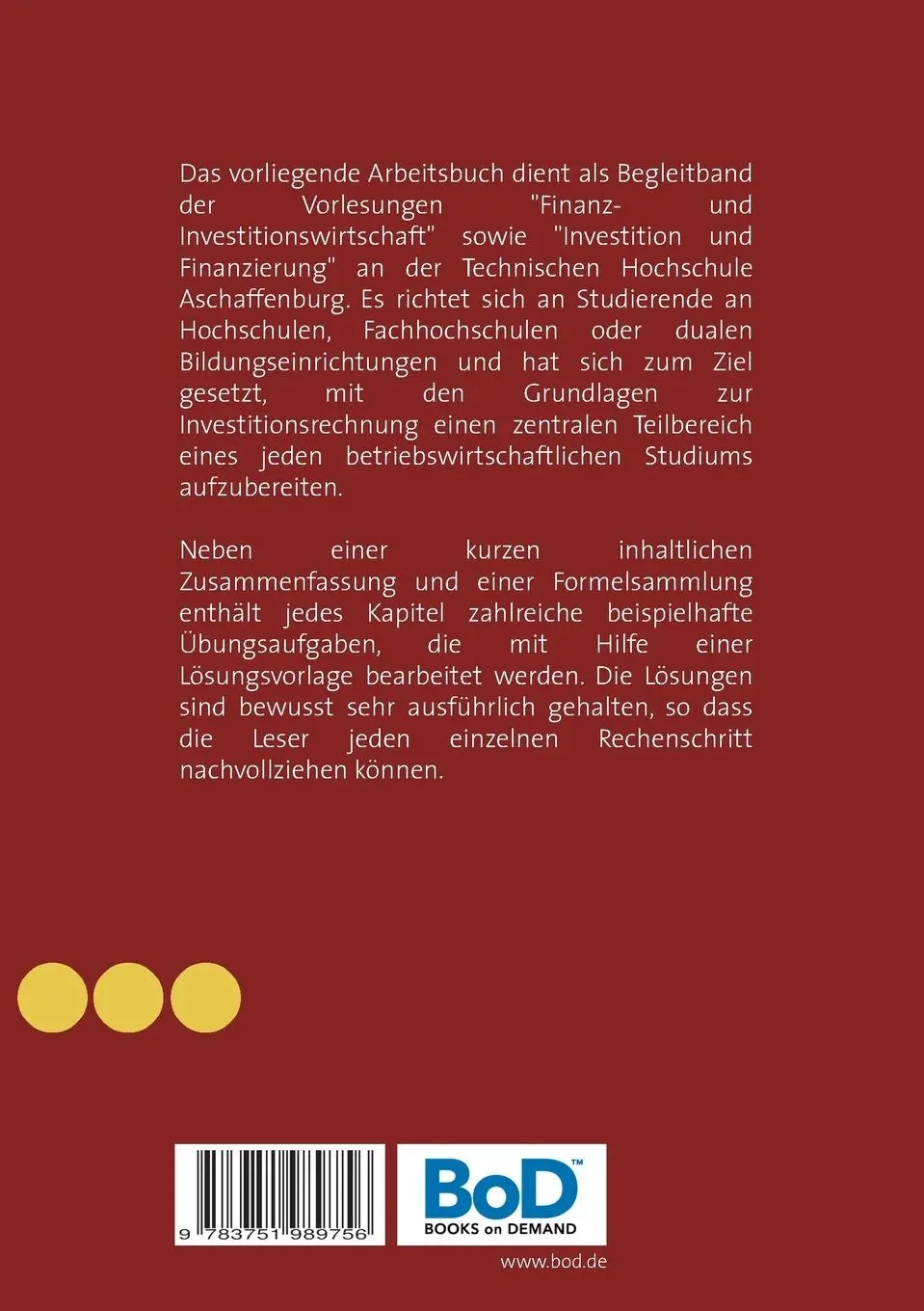 Rückseite: 9783751989756 | Einführung in das Finanzmanagement | Band 2: Investitionsrechnung