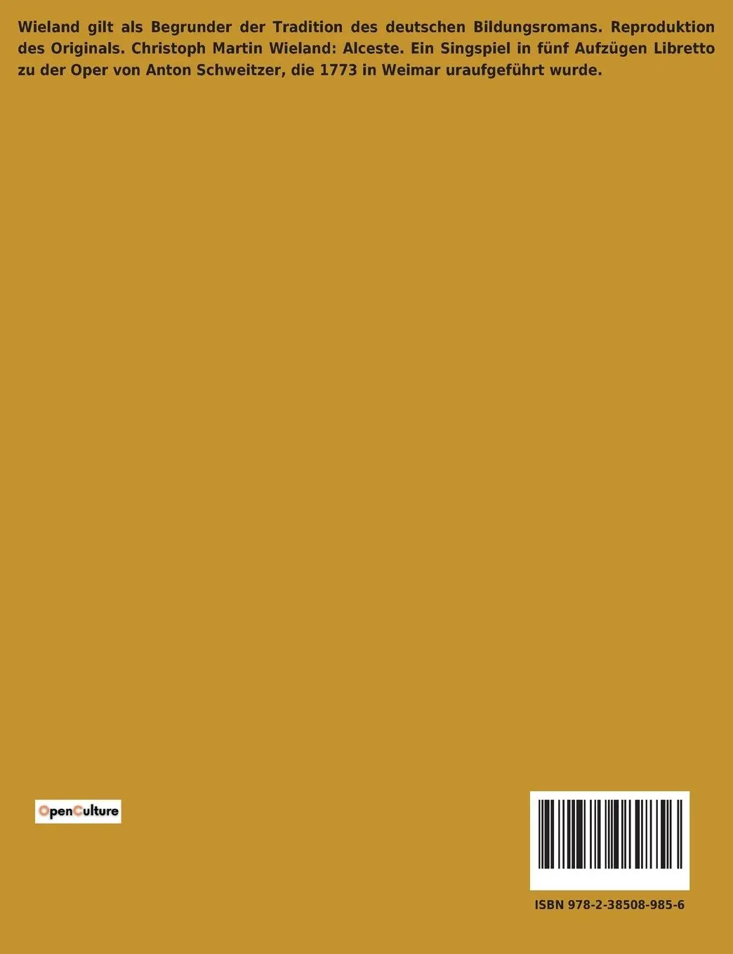Rückseite: 9782385089856 | Alceste | Christoph Martin Wieland | Taschenbuch | Paperback | 48 S.