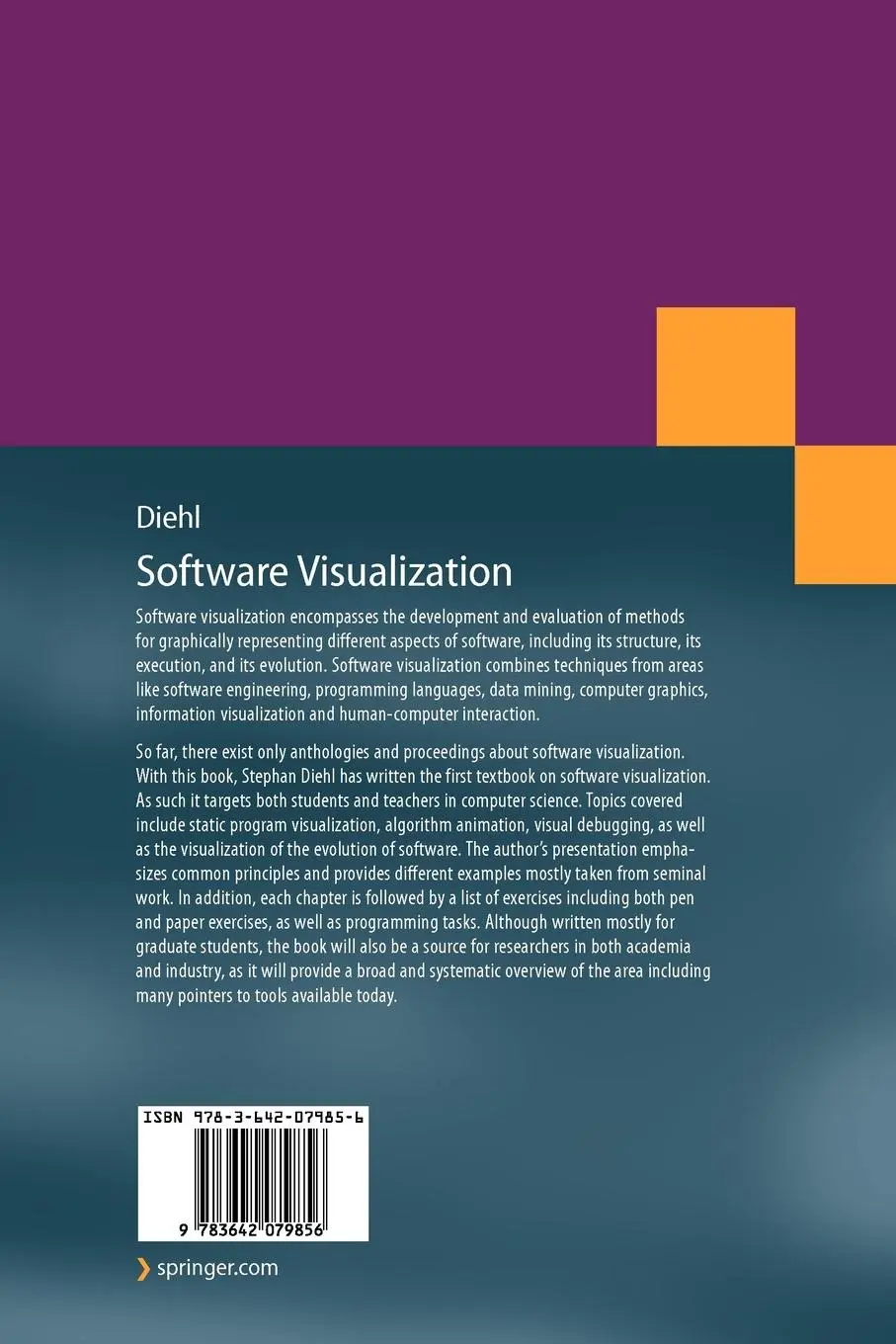 Rückseite: 9783642079856 | Software Visualization | Stephan Diehl | Taschenbuch | xii | Englisch