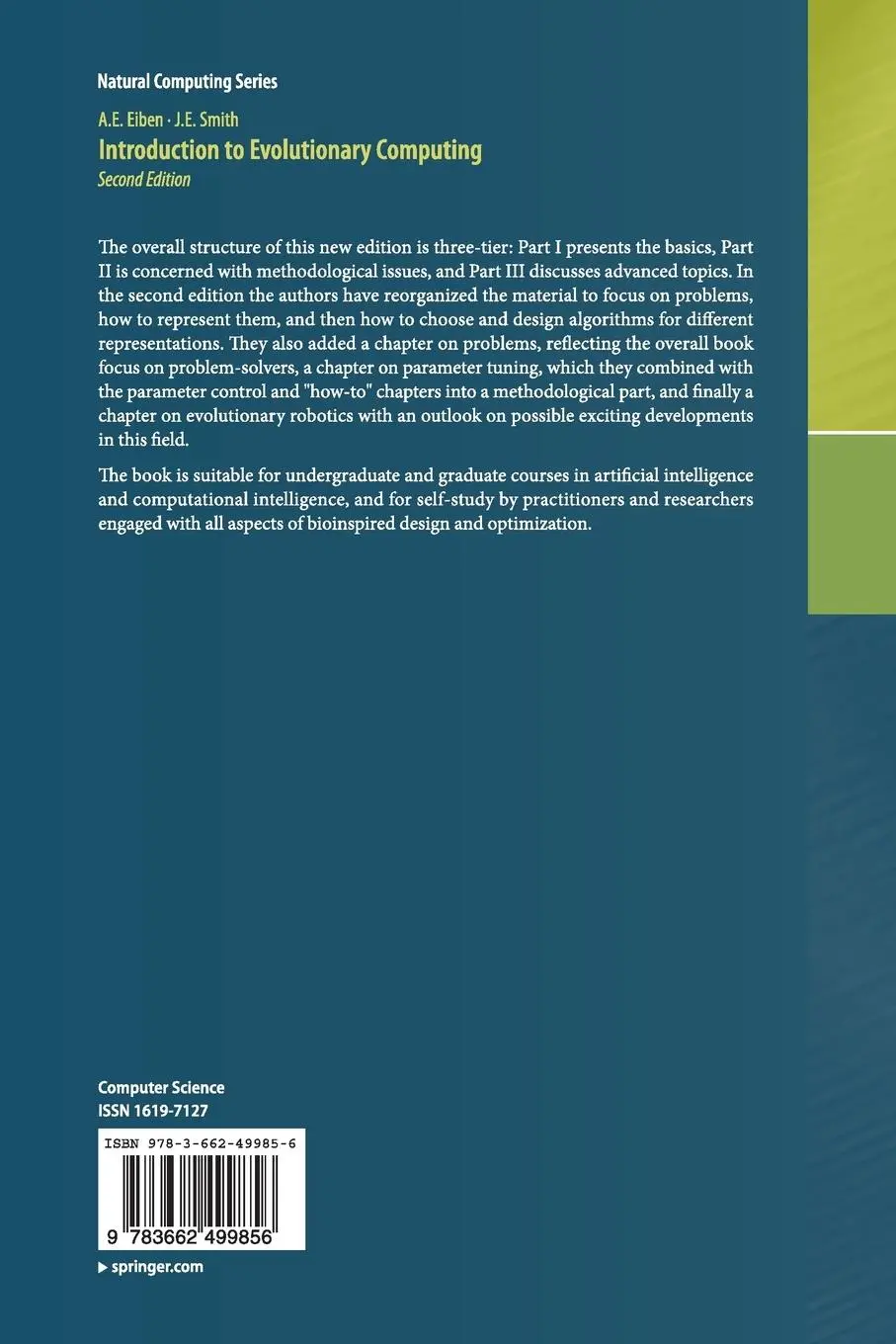 Rückseite: 9783662499856 | Introduction to Evolutionary Computing | J. E. Smith (u. a.) | Buch Rückseite: 9783662499856 | Introduction to Evolutionary Computing | J. E. Smith (u. a.) | Buch