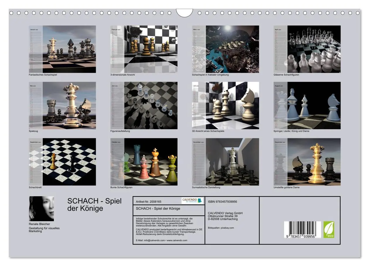 Bild: 9783457939956 | SCHACH - Spiel der Könige (Wandkalender 2026 DIN A3 quer), CALVENDO...