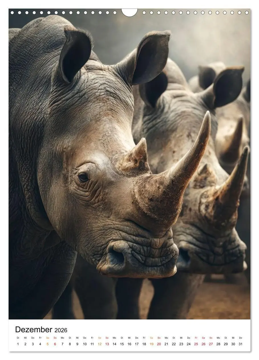Bild: 9783516719956 | Nashorn - Stark. Stur. Schnell. (Wandkalender 2026 DIN A3 hoch),...