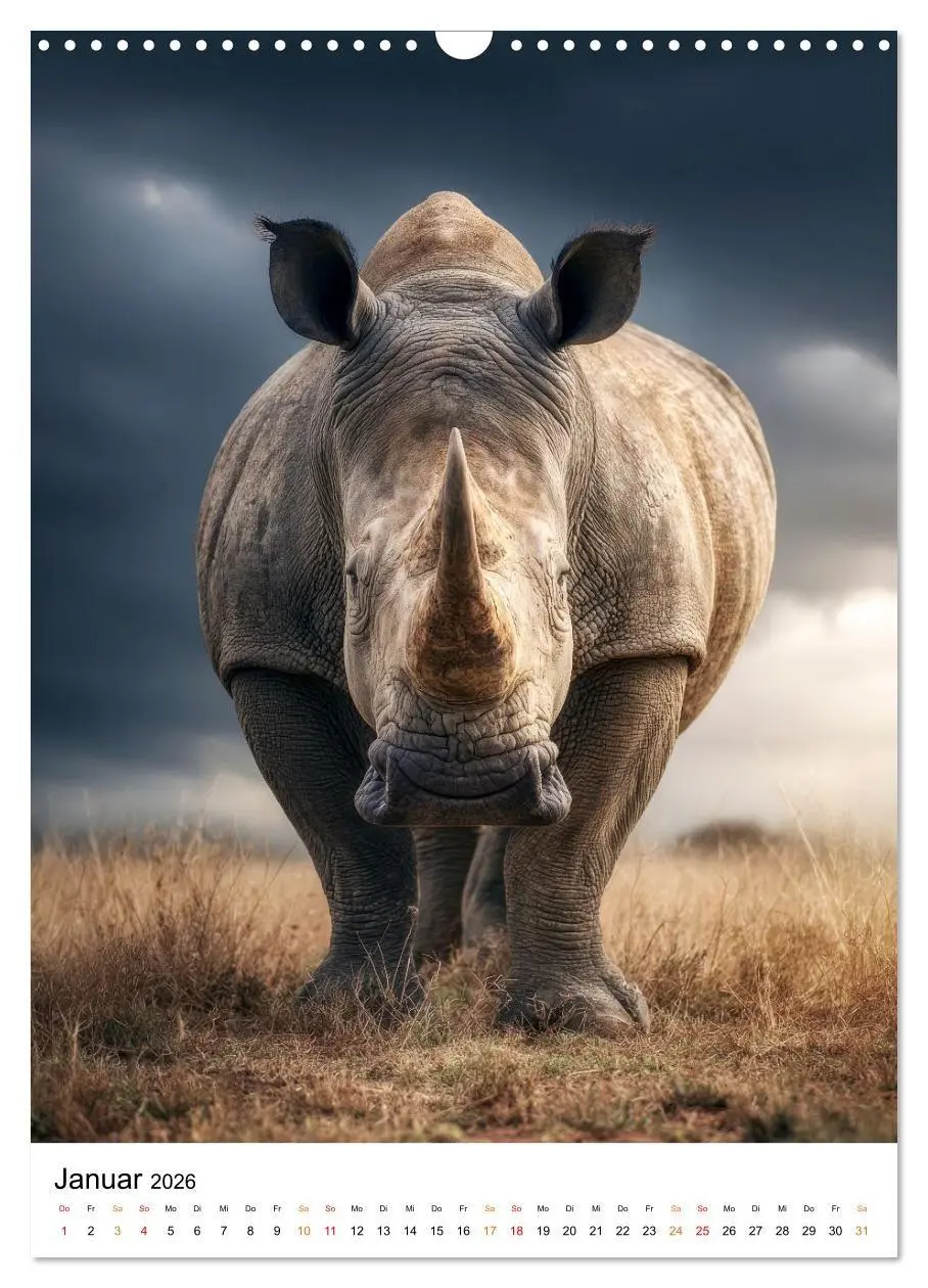 Bild: 9783516719956 | Nashorn - Stark. Stur. Schnell. (Wandkalender 2026 DIN A3 hoch),...