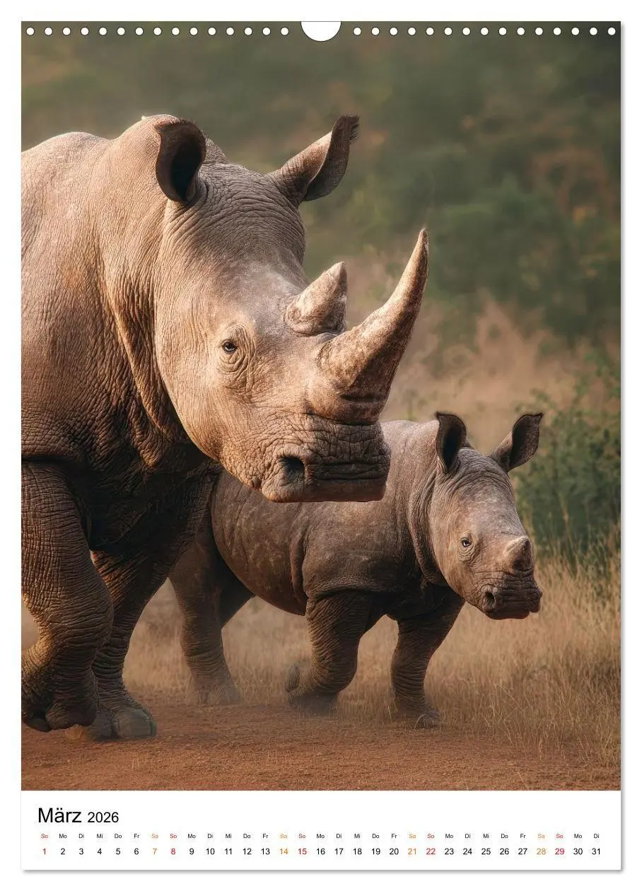 Bild: 9783516719956 | Nashorn - Stark. Stur. Schnell. (Wandkalender 2026 DIN A3 hoch),...