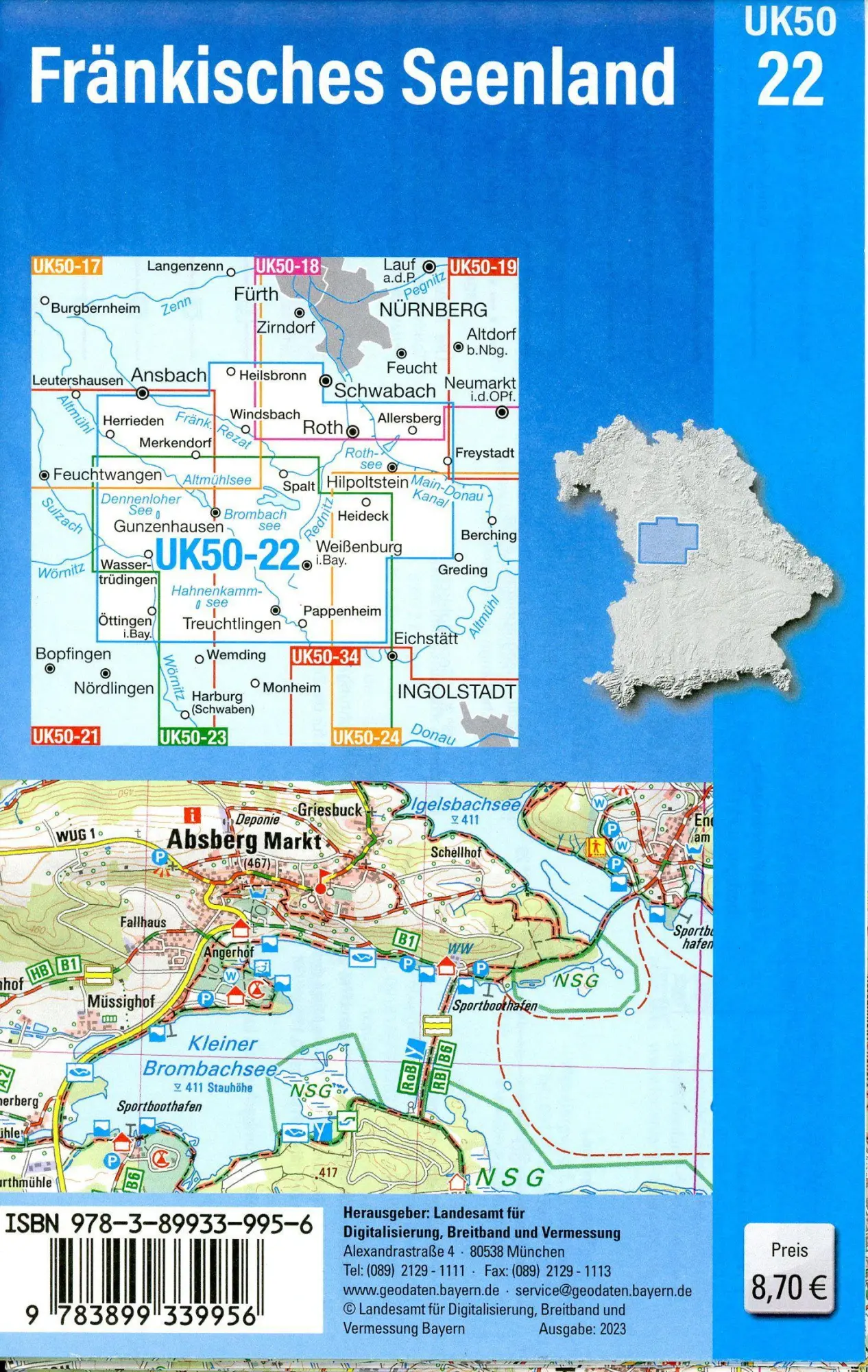 Bild: 9783899339956 | UK50-22 Fränkisches Seenland | Digitalisierung | (Land-)Karte | 2024