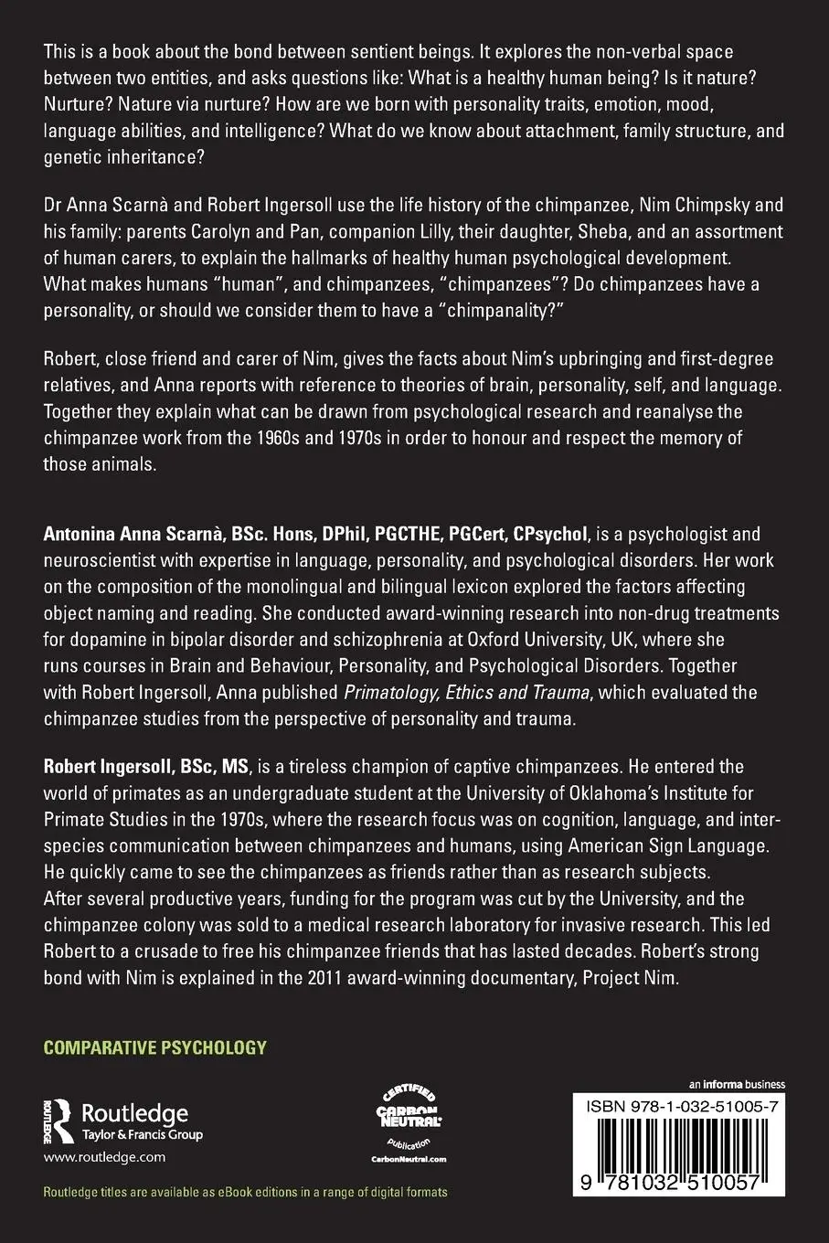 Rückseite: 9781032510057 | Trauma in Sentient Beings | Nature, Nurture and Nim | Scarnà (u. a.)