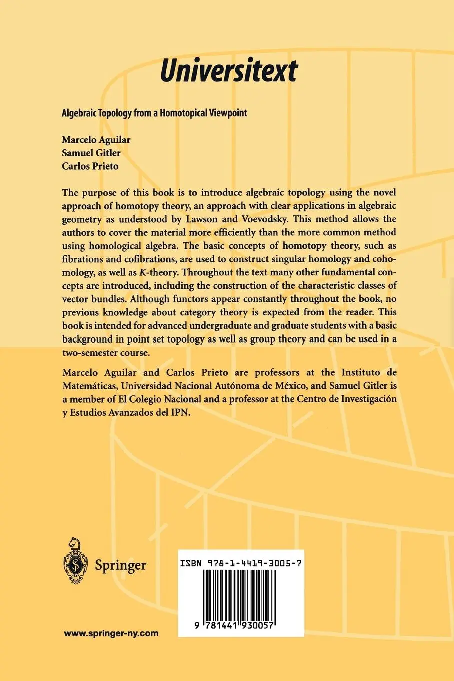 Rückseite: 9781441930057 | Algebraic Topology from a Homotopical Viewpoint | Aguilar (u. a.)