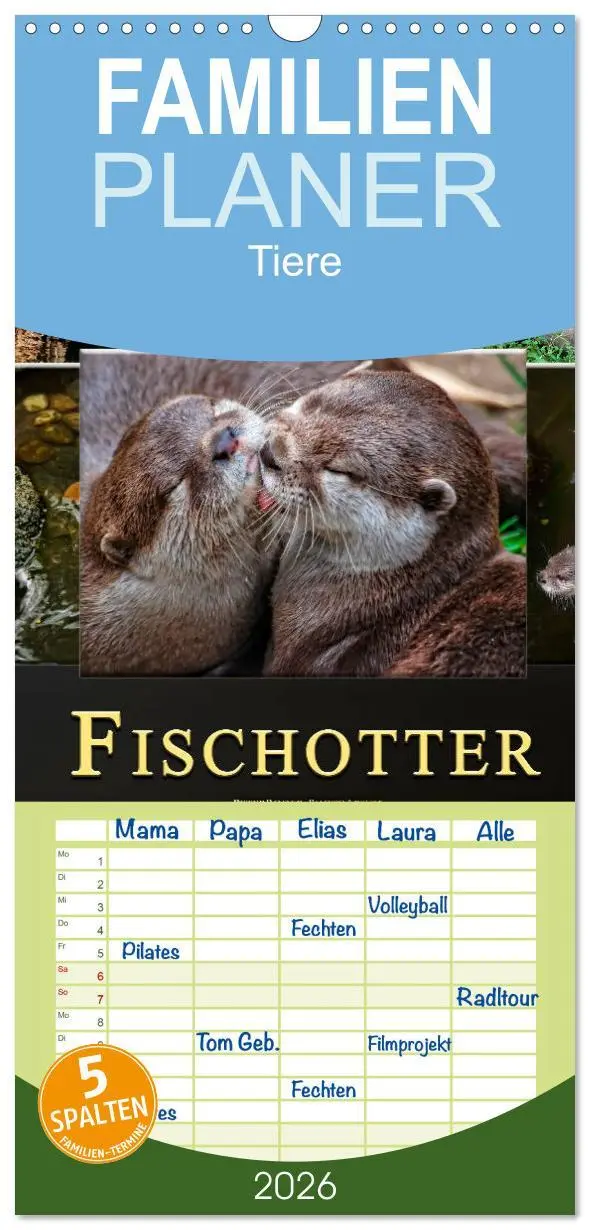 Cover: 9783516520057 | Familienplaner 2026 - Fischotter - putzige Kerlchen und elegante...