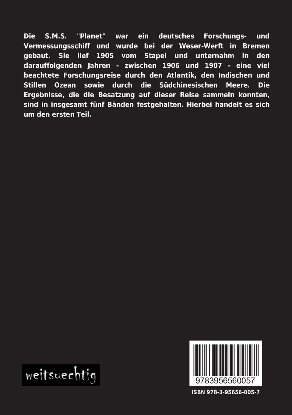 Rückseite: 9783956560057 | Forschungsreise S.M.S. "Planet" 1906-1907 | Reichs-Marineamt | Buch