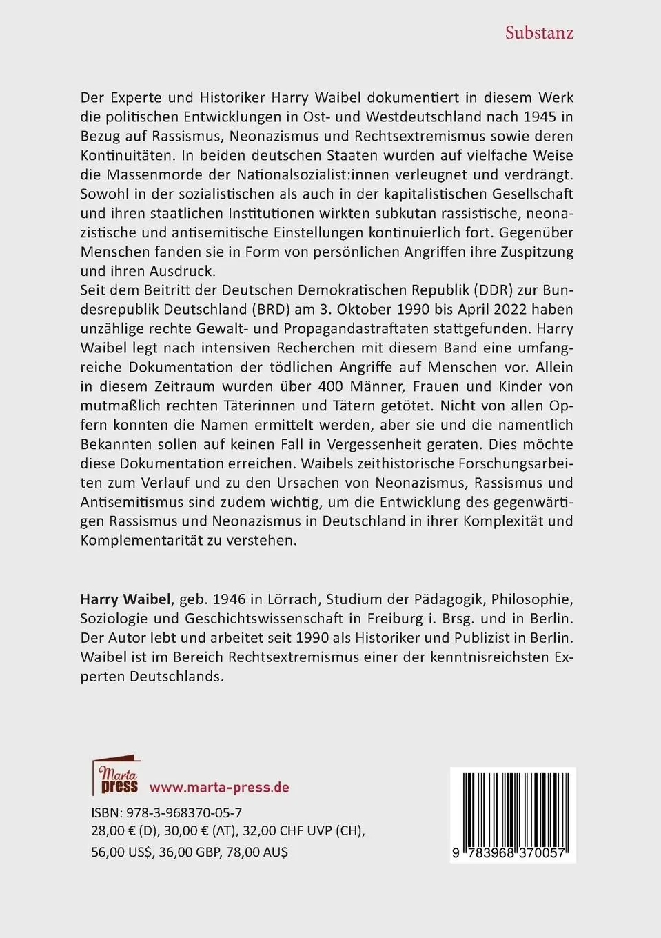 Rückseite: 9783968370057 | Rechte Kontinuitäten: Rassismus und Neonazismus in Deutschland seit...
