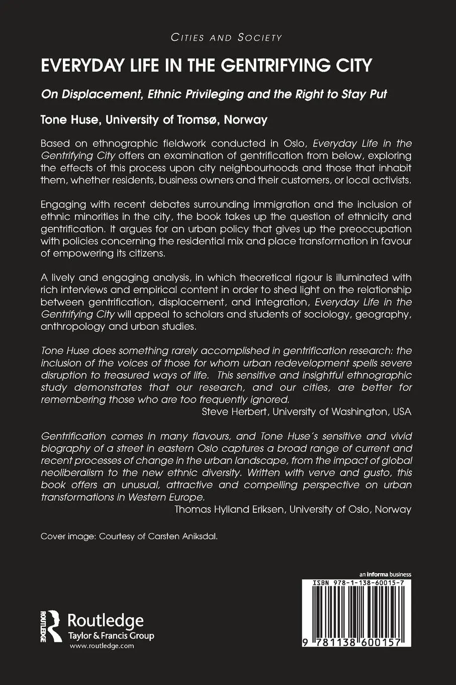 Rückseite: 9781138600157 | Everyday Life in the Gentrifying City | Tone Huse | Taschenbuch | 2018