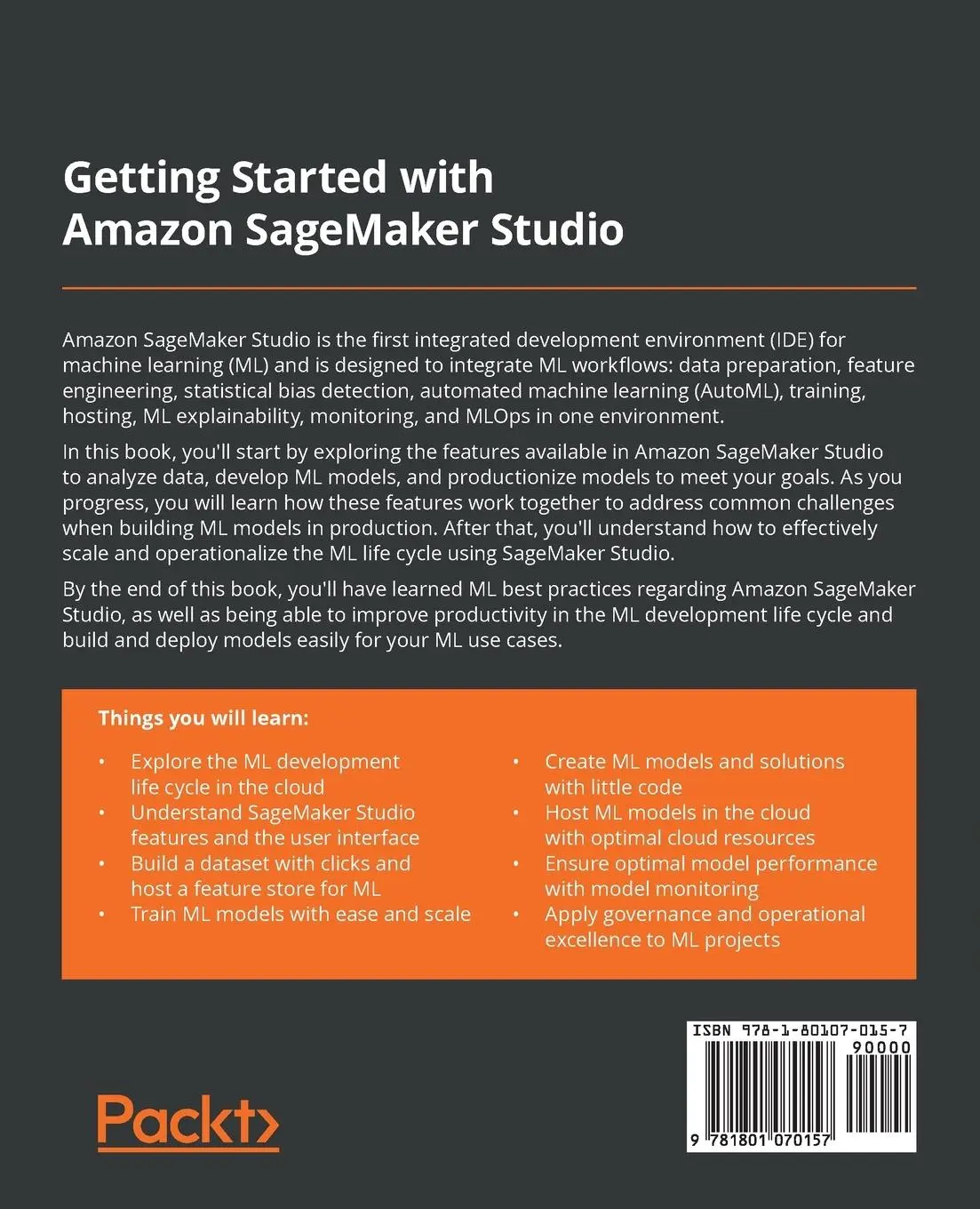 Rückseite: 9781801070157 | Getting Started with Amazon SageMaker Studio | Michael Hsieh | Buch