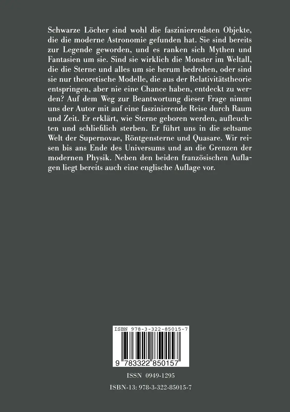 Rückseite: 9783322850157 | Schwarze Löcher | Aus dem Französischen übersetzt von Thomas Filk