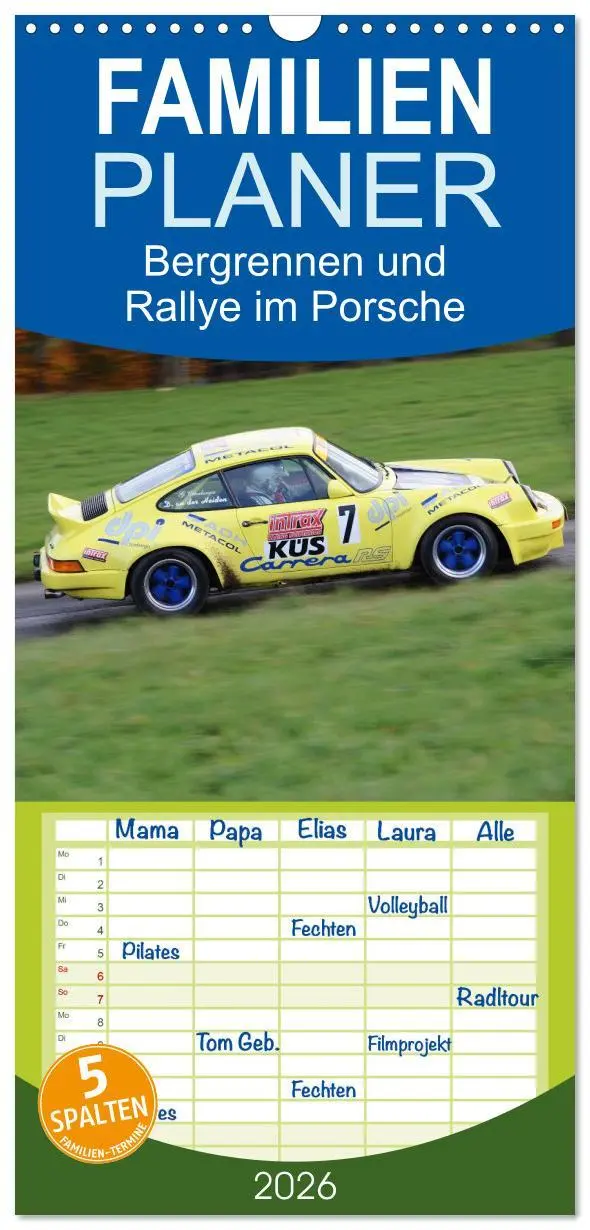 Cover: 9783516510157 | Familienplaner 2026 - Bergrennen und Rallye im Porsche mit 5...