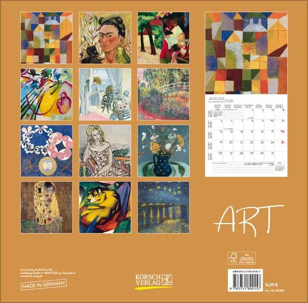 Bild: 9783731890157 | ART 2026 | Verlag Korsch | Kalender | 13 S. | Deutsch | 2026
