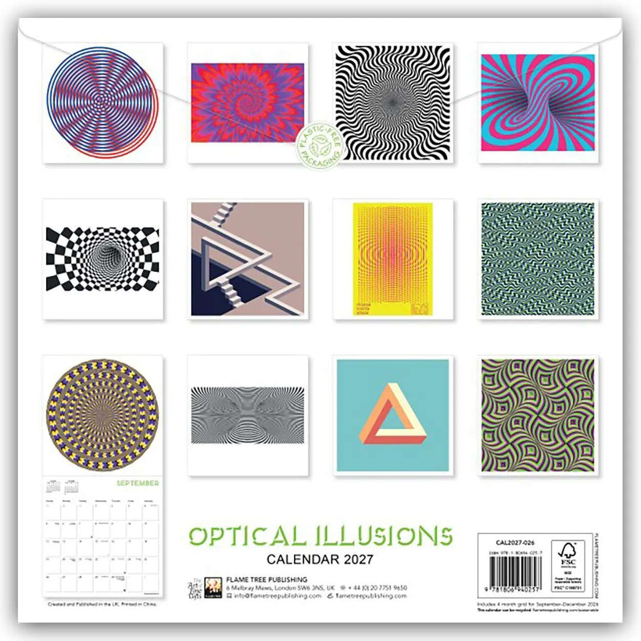Rückseite: 9781806940257 | Optical Illusions - Optische Illusionen 2027 - Original Flame Tree...